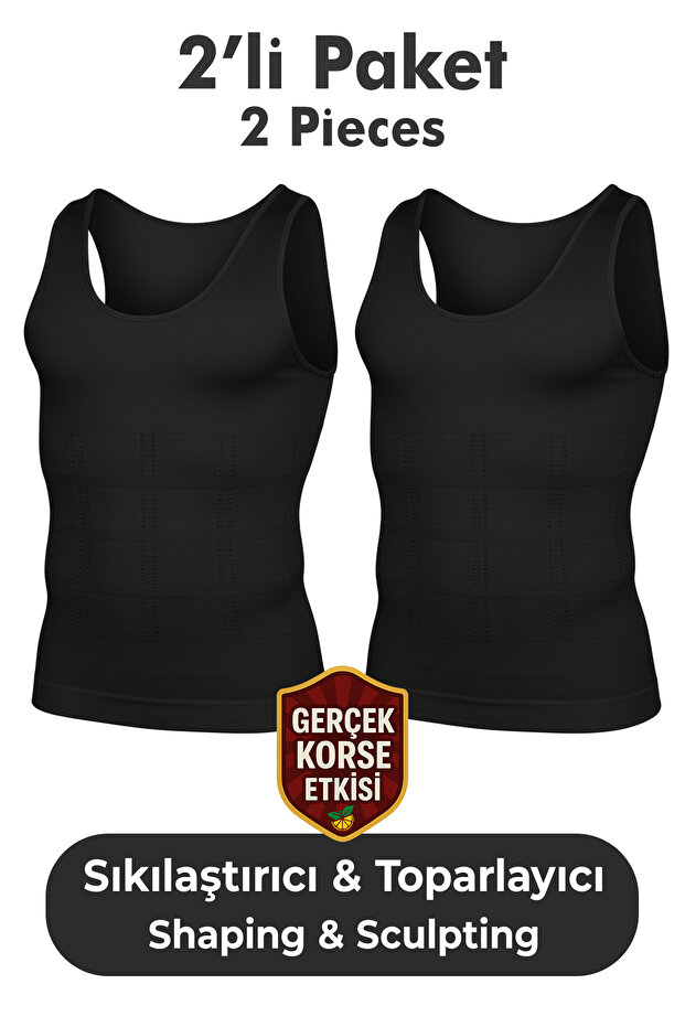 Men's Corset Undershirt 2-Pack – Waist, Chest and Abdomen Shaping / Sculpting , Supportive and Firming White