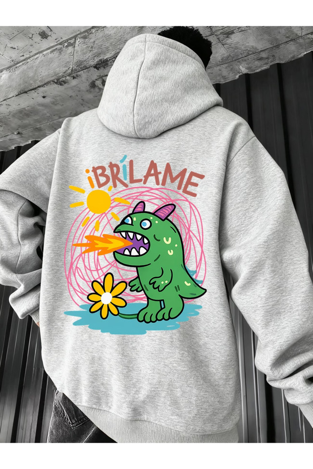 Comfortable Fit Hooded Oversize Unisex Printed Sweatshirt