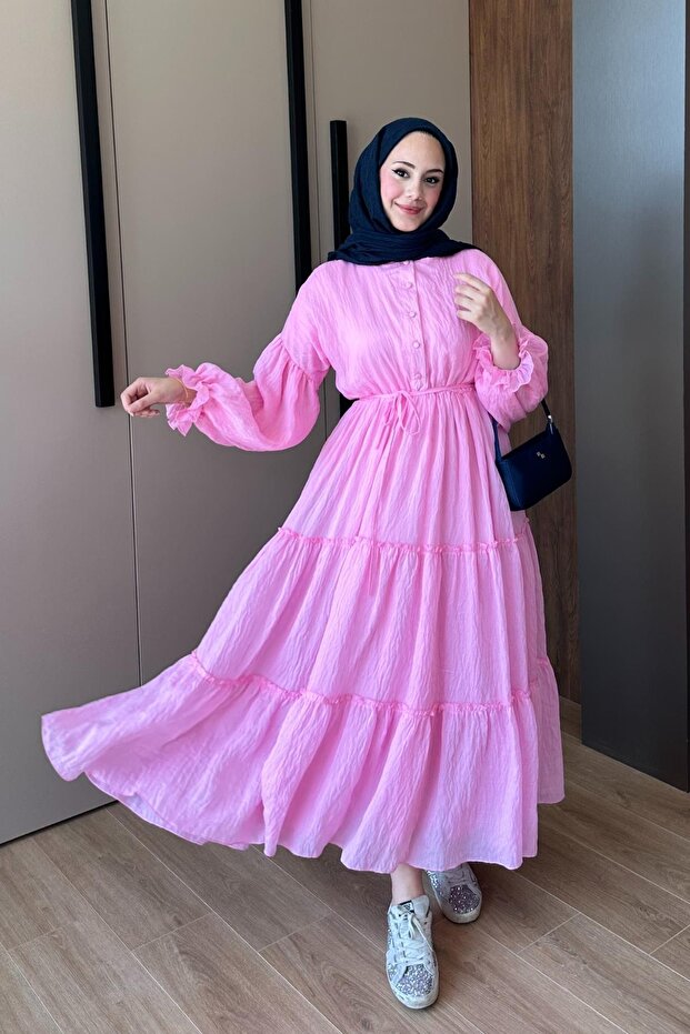 Bahar Elbise 1095 Pembe - 1
