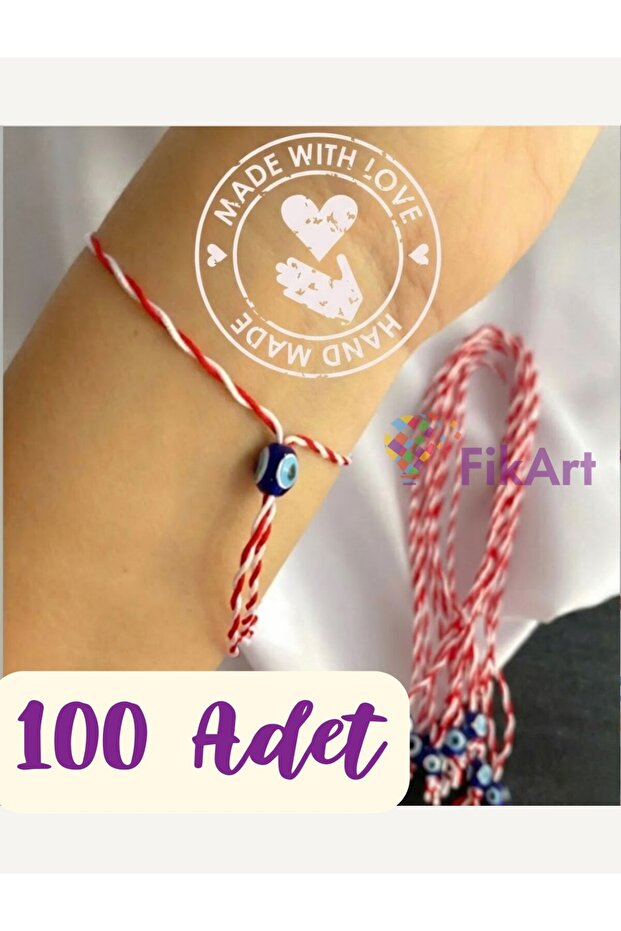 100 Pieces of Evil Eye Beaded Marteniçka Bracelet – Spring and Good Luck Wishing String (Red and White)