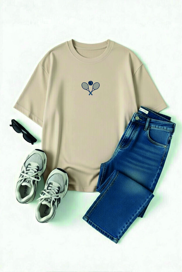 Oversize Wide Fit Crew Neck Printed Short Sleeve T-Shirt
