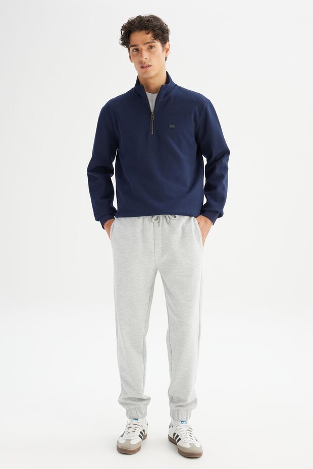 Erkek Pike Interlock Half Zip Sweatshirt DarKNavy - 3