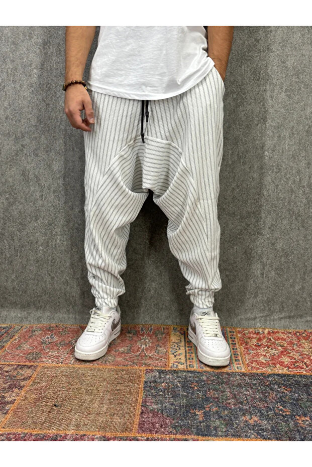 بنطلون شالوار منقوش بخصر مطاطي - 1