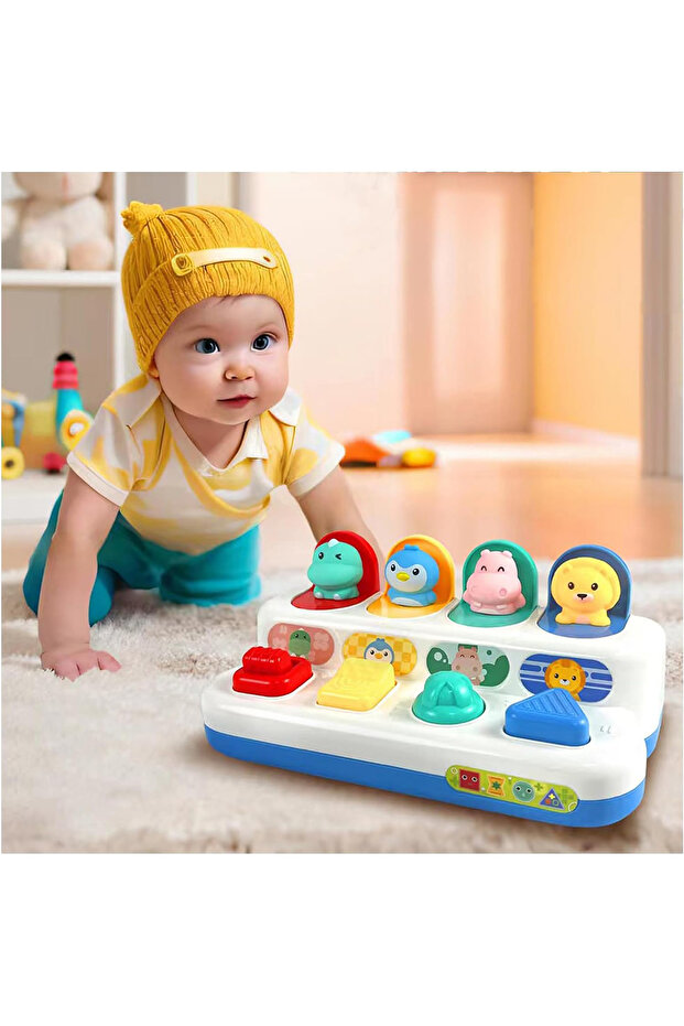 Baby button pop-up animal toys, interactive sensory toys, educational toys