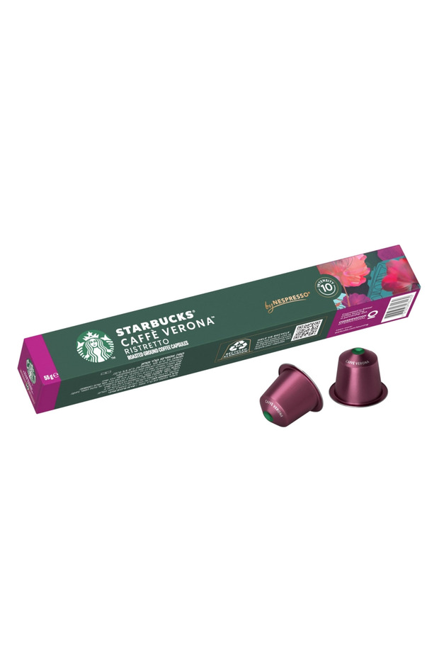 Caffee Verona Ristretto Roasted Ground Coffee Capsules By Nespresso With Intensity 10- 10p