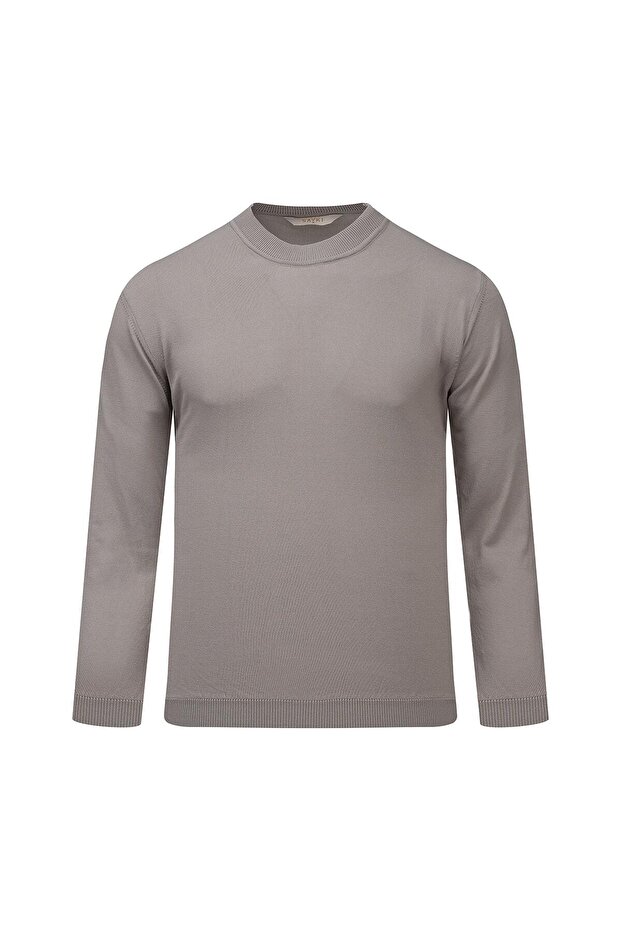 سترة رايون رمادية اللون بقصة عادية وياقة نصفية - 1