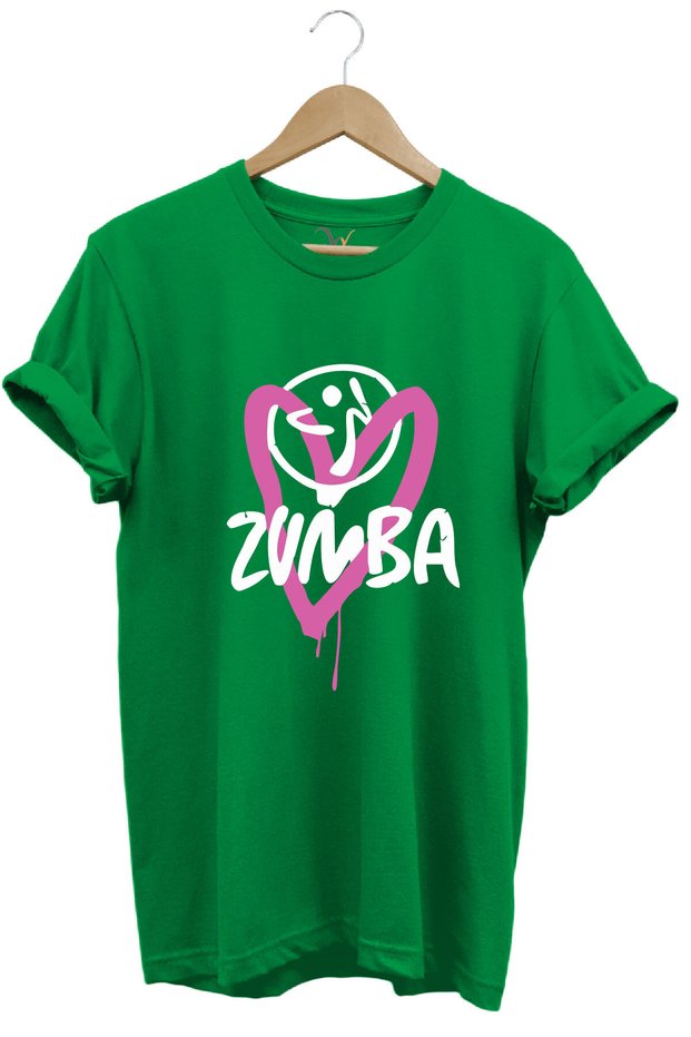 Zumba Fitness Kalp Printed 100% Cotton Regular Fit Crew Neck T-Shirt
