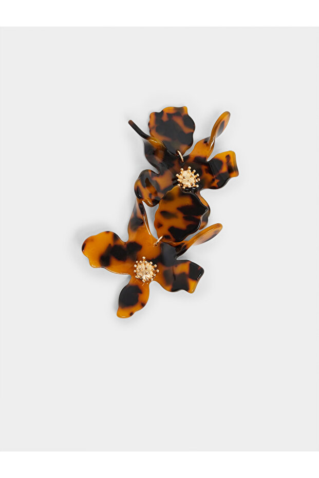 أقراط مرصعة بزهرة من صدفة السلحفاة - 4