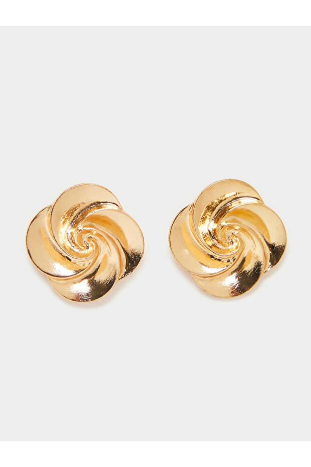 Gold Tone Swirl Stud Earrings