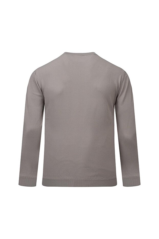 سترة رايون رمادية اللون بقصة عادية وياقة نصفية - 3