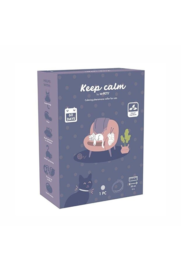 Keep Calm Calming Cat Collar Gray