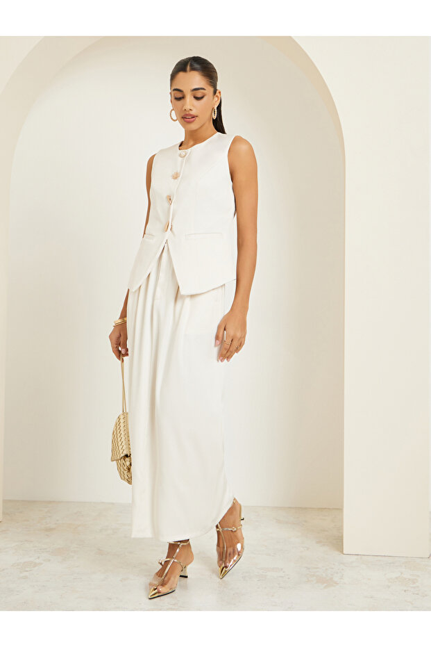 Women Cream A-Line Maxi Skirt