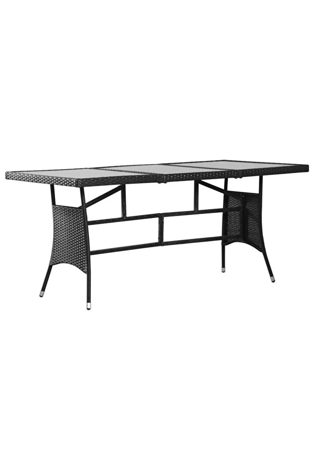 Garden Table Black 170x80x74 cm Poly Rattan