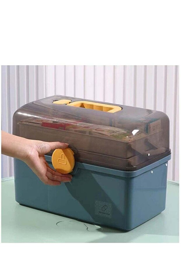 Clear Storage Box Organizer, Family First Aid Case Medicine Container with Trays