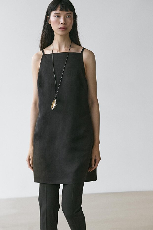 Dökümlü mini elbise - 3