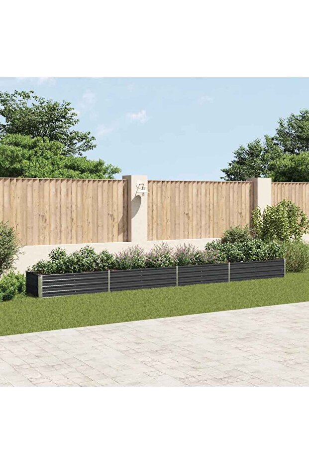 Garden Raised Bed Galvanised Steel 600x80x45 cm Anthracite