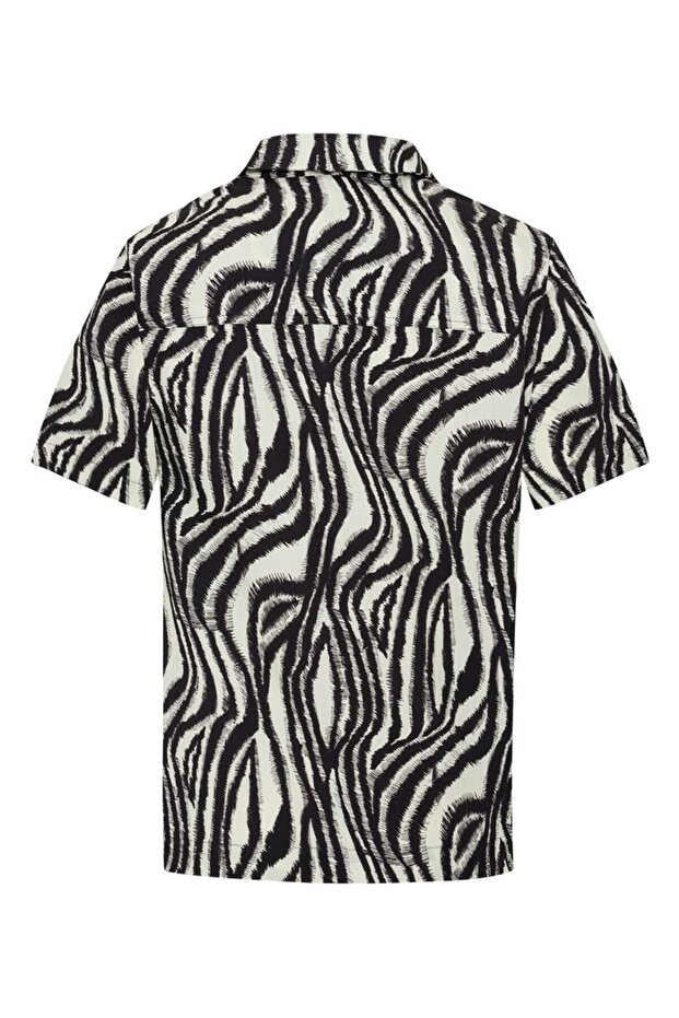 Zebra Patterned Cotton Regular Shirt - 8