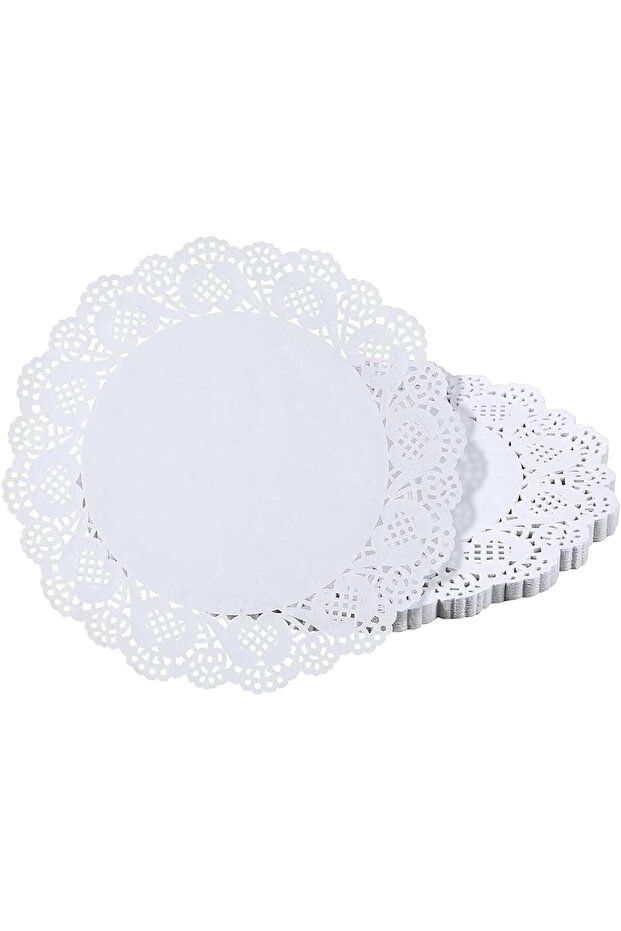 100-Piece White Lace Paper Doilies, Disposable Placemats for Wedding & Birthday