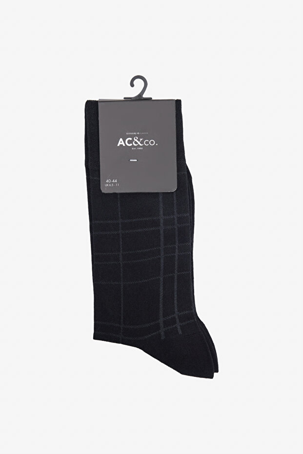 Erkek Siyah Desenli Bambu Tekli Çorap - 1