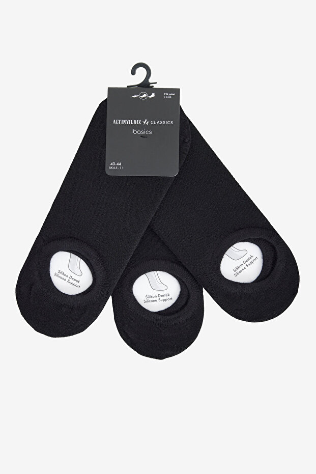 Men's Black 3-Piece Standard Fit Flexible Sneaker Socks