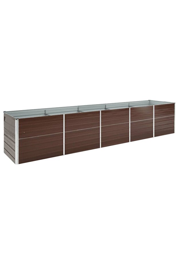 Garden Raised Bed Galvanised Steel 400x80x77 cm Brown