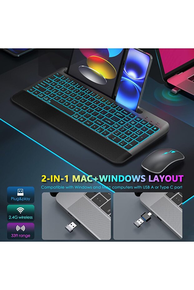 JOYACCESS Wireless Keyboard and Mouse Combo Backlit - 6