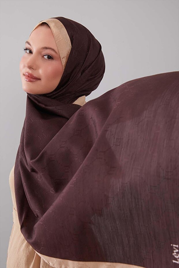 Taba Petek İşlemeli Monogram Şal - 2