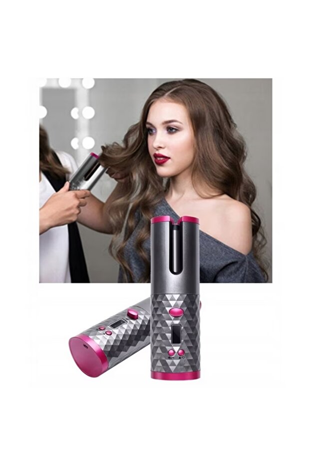 Automatic Ceramic Curling Iron - Cordless, Adjustable Temperature 150-200 Degrees, Active Timer, Wireless - 1