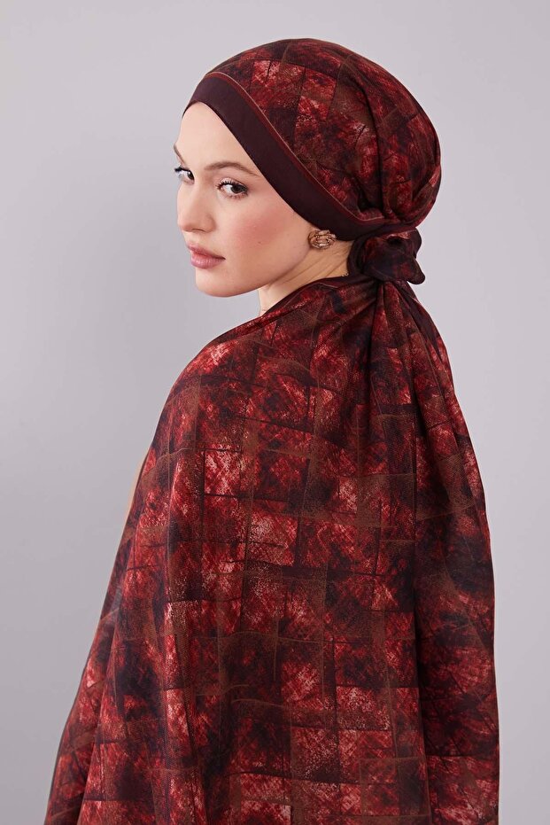 شال من الصوف والحرير بنمط البقلاوة الحمراء - 4
