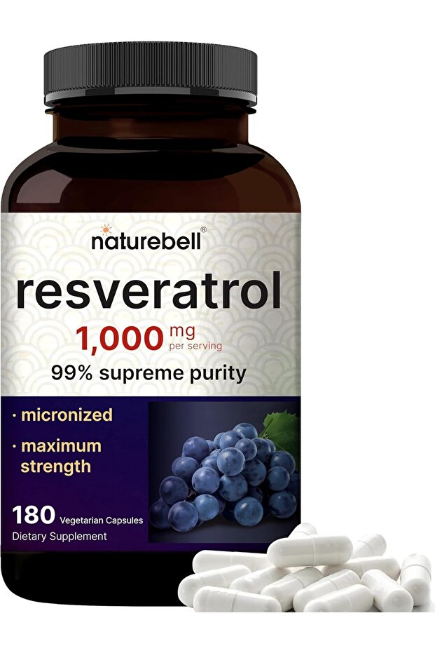 Resveratrol Supplement 1000mg Per Serving, 180 Veggie Capsules, 99% Pure Trans-Resveratro