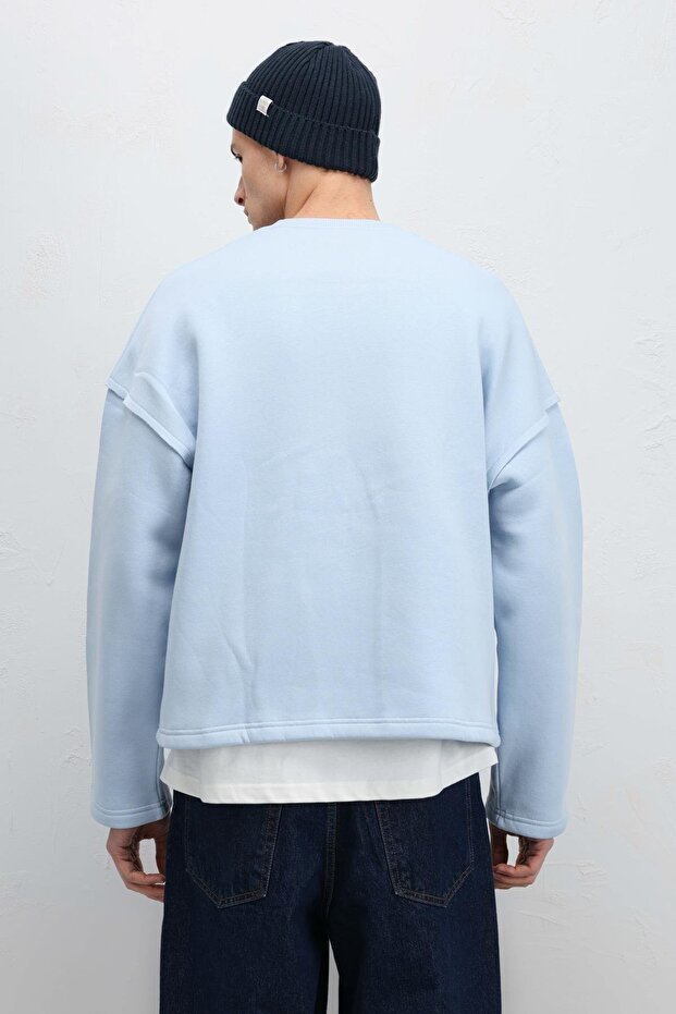 Boxy Fit Basic Sweatshirt Bebe Mavi - 5