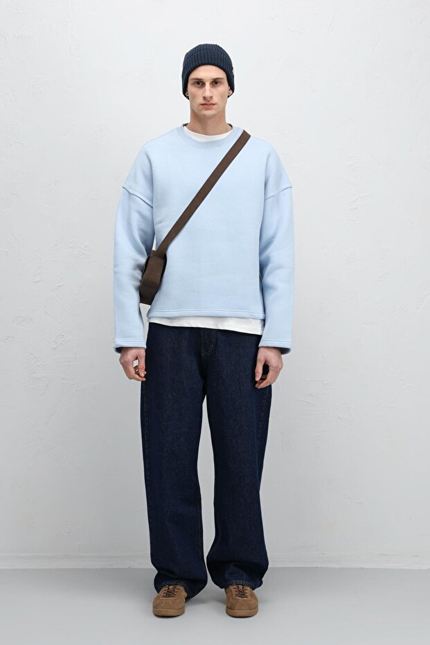 Boxy Fit Basic Sweatshirt Bebe Mavi - 2