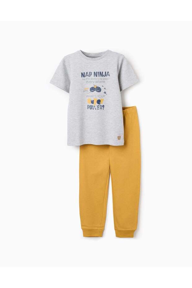 PYJAMA SS INTERLOCK, LIGHT GREY, 5/6