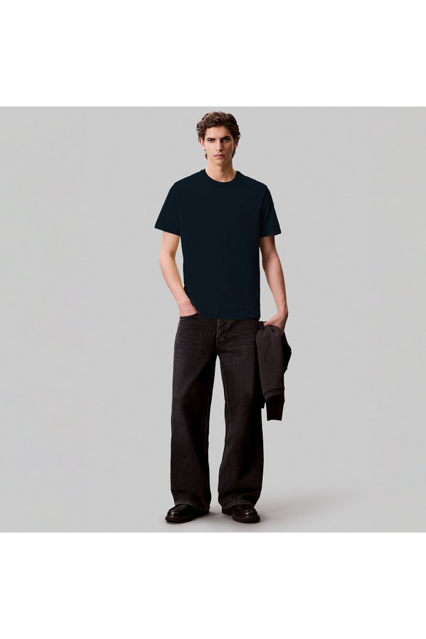 Smooth Solid Erkek Mavi T-Shirt - 2