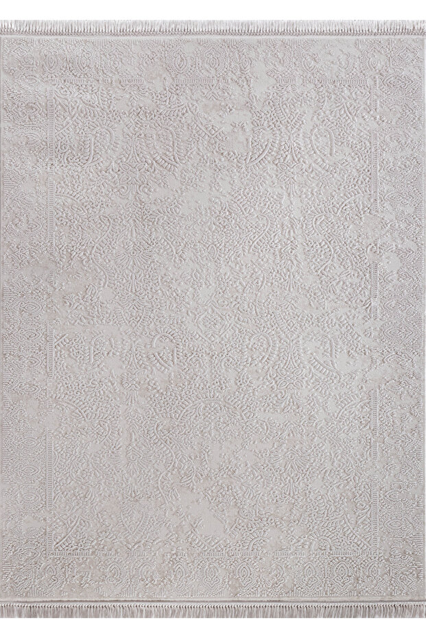 Tozumaz Beige Million Point Acrylic Carpet, 11 mm Pile Modern Patterned, Long-Lasting and Stylish Easy to Clean