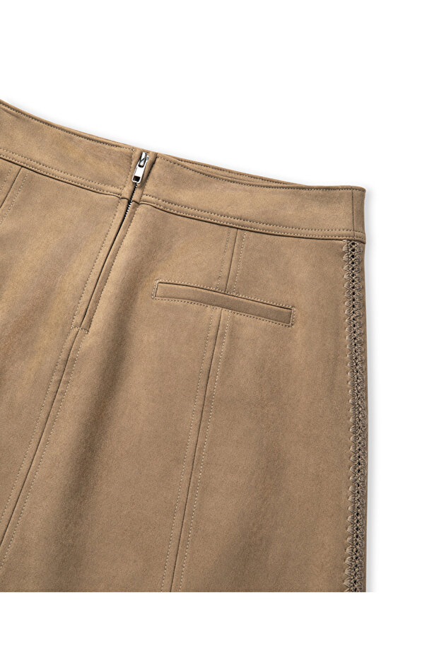 Süet görünümlü mini etek - 4