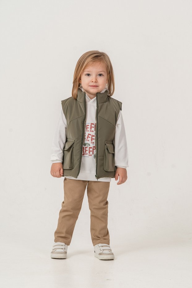 Hooded 3-Piece Set (Hooded Sweatshirt;Pants;Vest) Boy's Set-Lucy2470
