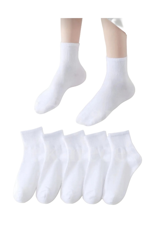 Short Socks College Socks White Color 12 Pairs Unisex
