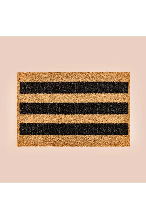 Giz Home Black Striped Koko Door Mat - Beige / Black - 40X60 cm