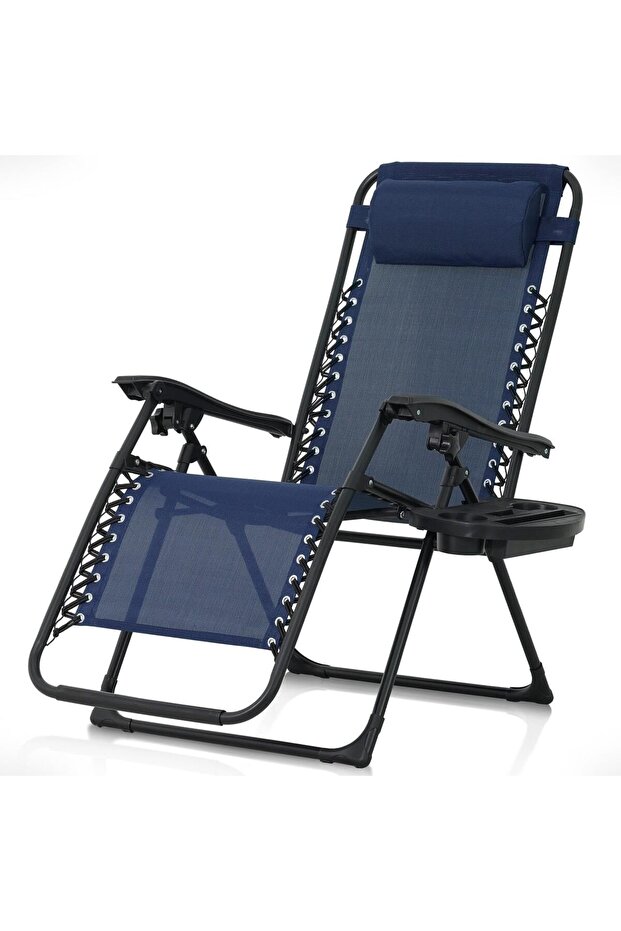 Foldable Camping Chair Outdoor Lounges Chair Garden Chair with Pillows Cup Holders