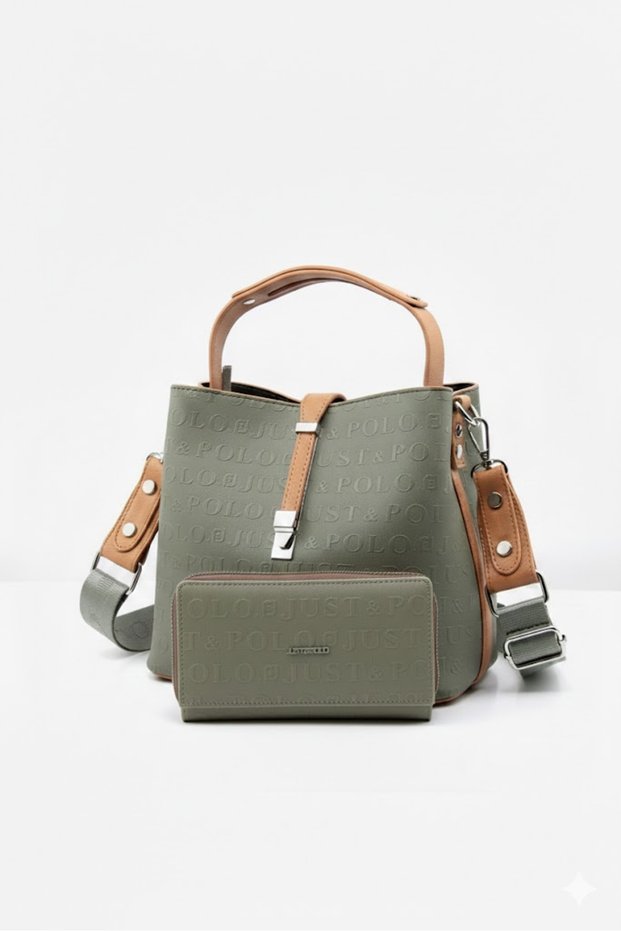 Women's Embossed Printed Vegan Shoulder and Hand Bag with Lock Detail Jpm4002