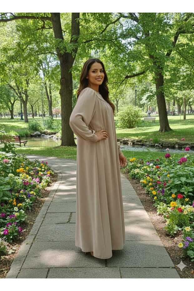 Tam Robalı Krem Ferace - 5