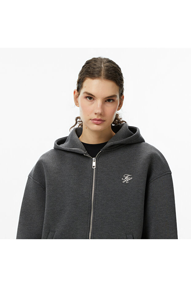 Script İnterlock Kadın Gri Sweatshirt - 6