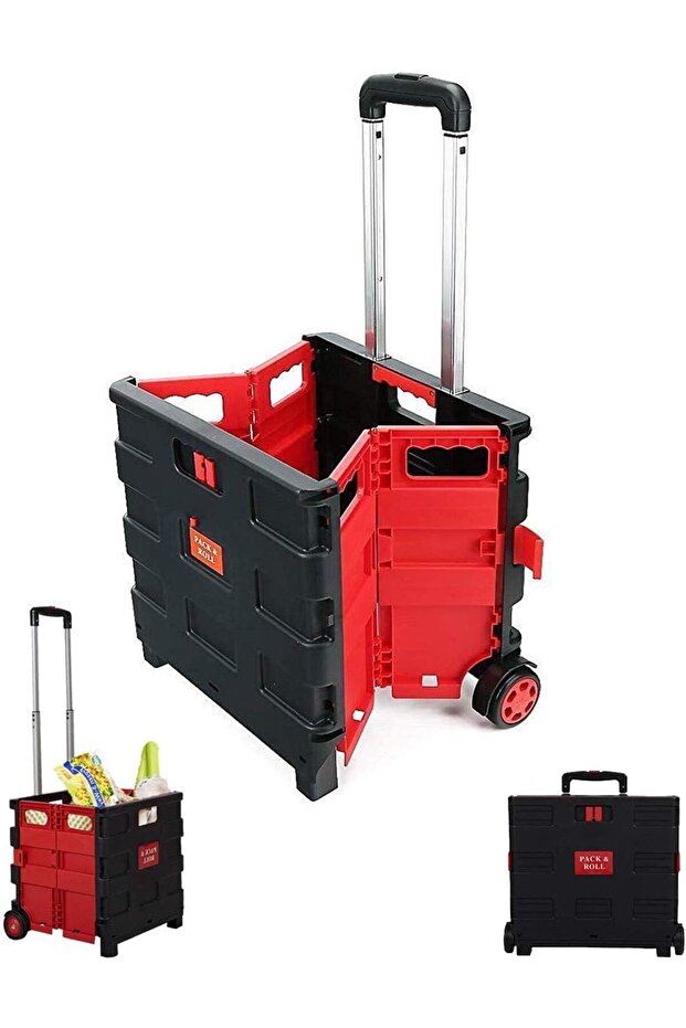 Portable Folding Shopping Trolley Cart with Lid Lightweight Storage Cart