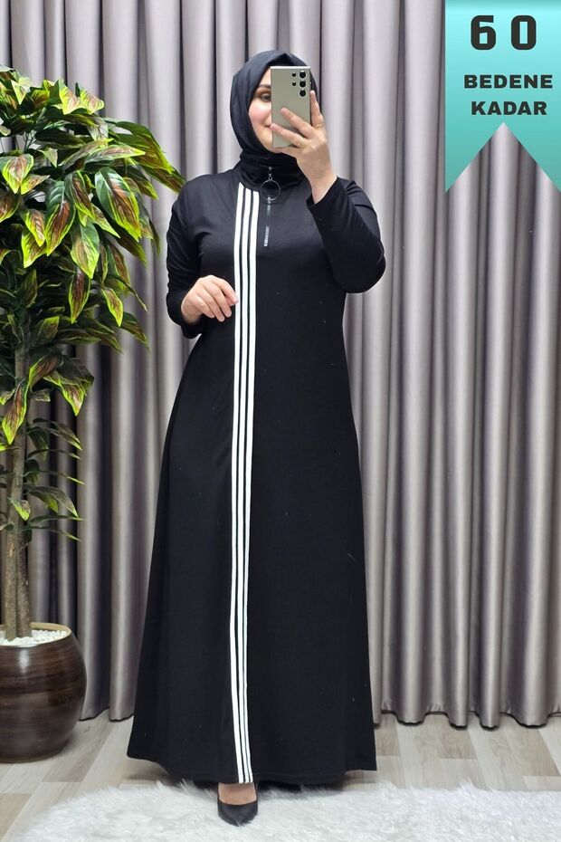 Women's Clothing Plus Size Three-Stripe Full-Length Dress