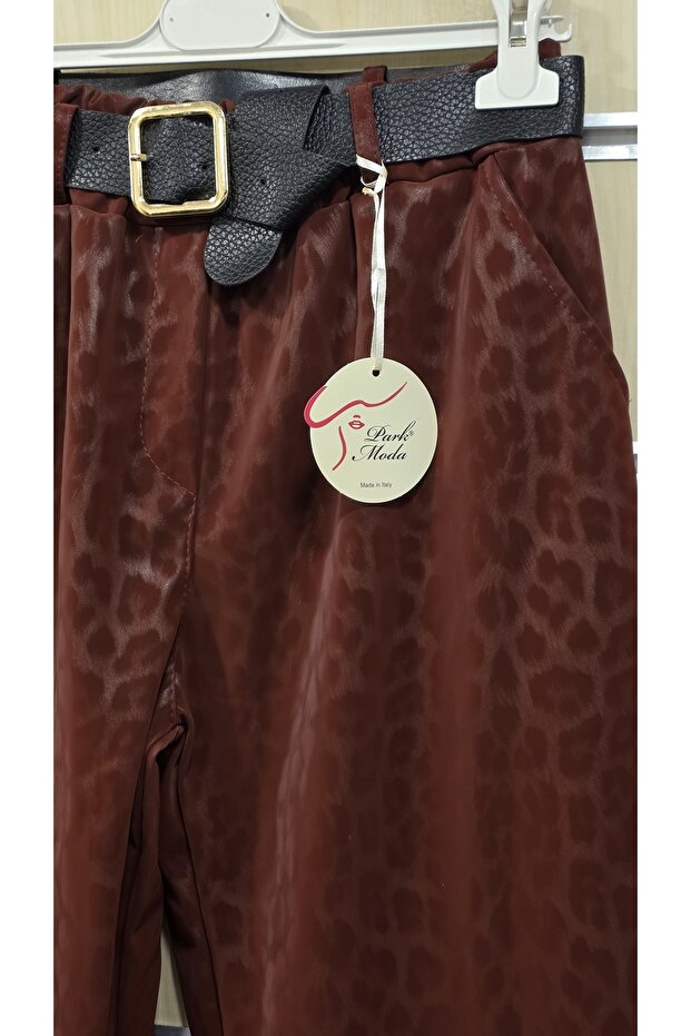 بنطلون بنمط الفهد مظهر جلدي - 3