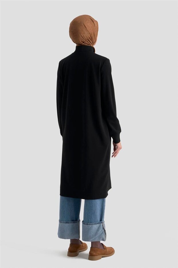 Fermuar Detaylı Basic Tunik Siyah - 4