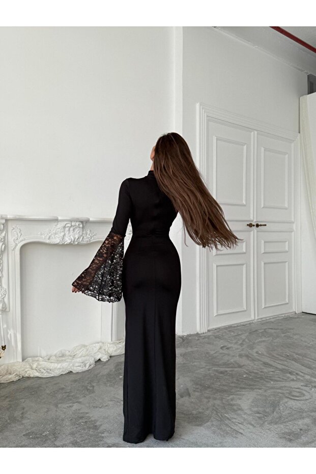 İspanyol Kol Dantelli Elbise - 3