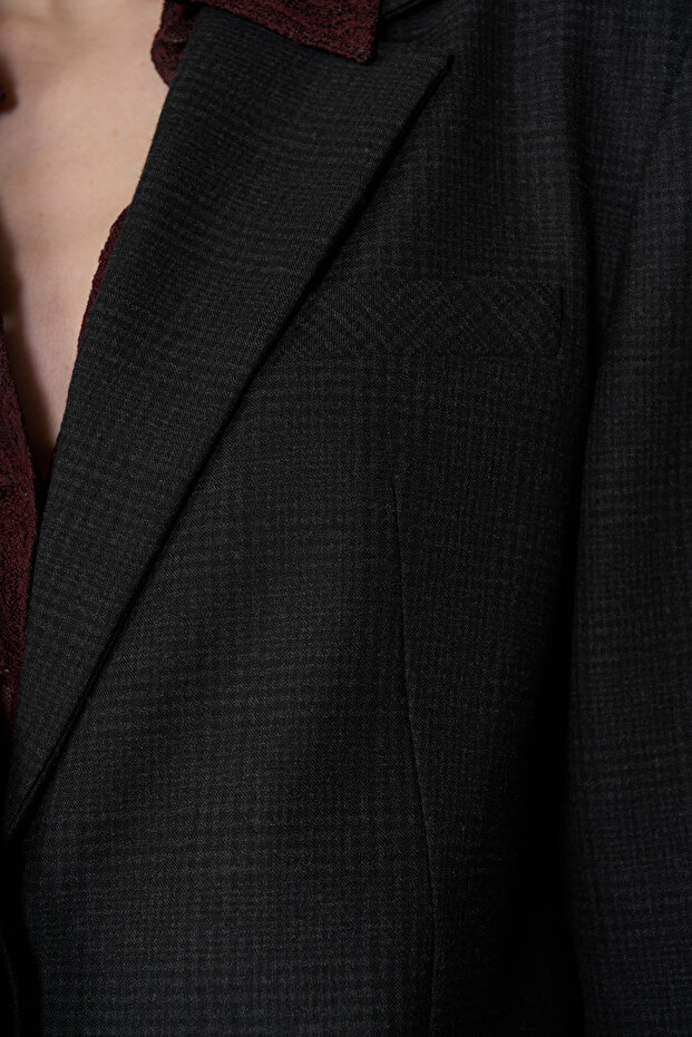 Oversize Ekose Ceket - 3