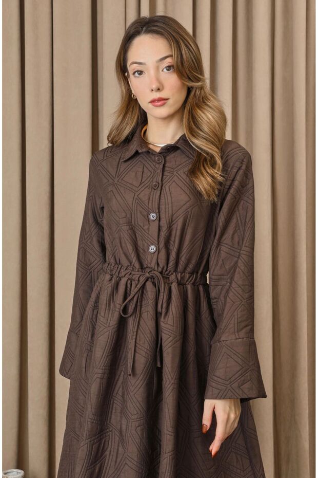 Kadın Belden Bağlamalı Elbise - 2